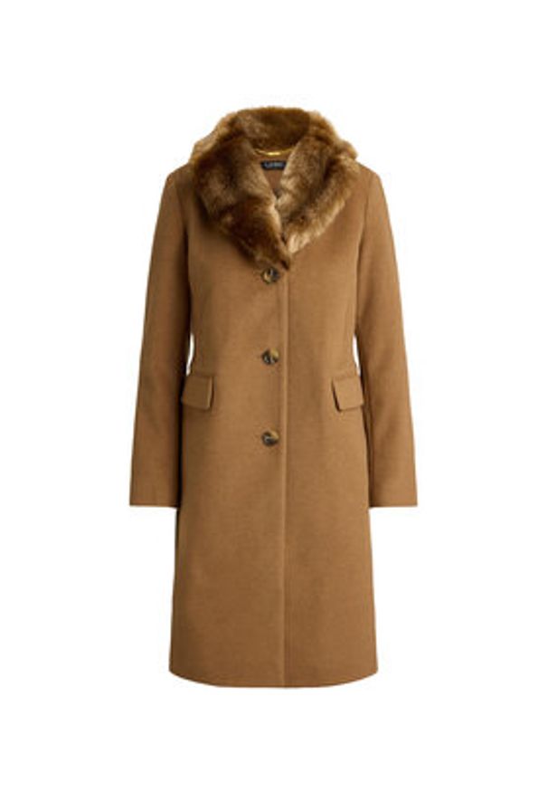 Lauren Ralph Lauren - LAUREN RALPH LAUREN Płaszcz wełniany 297P04148002 Brązowy Straight Fit. Kolor: brązowy. Materiał: syntetyk
