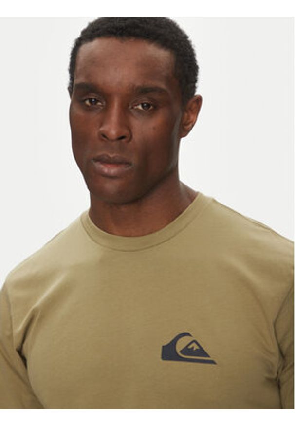 Quiksilver T-Shirt EQYZT08042 Khaki Regular Fit. Kolor: brązowy. Materiał: bawełna