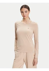 EA7 Emporio Armani Bluzka 7W000456 AF10373 U1046 Beżowy Slim Fit. Kolor: beżowy. Materiał: bawełna