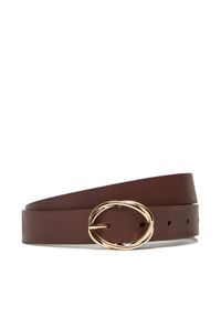 TOMMY HILFIGER - Tommy Hilfiger Pasek Damski Th Chic 2.5 AW0AW17932 Brązowy. Kolor: brązowy. Materiał: skóra