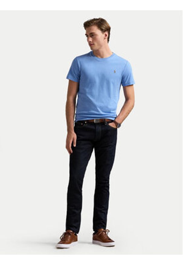 Polo Ralph Lauren T-Shirt 710740727086 Niebieski Slim Fit. Typ kołnierza: polo. Kolor: niebieski. Materiał: bawełna