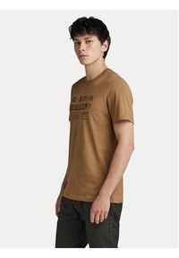 G-Star RAW - G-Star Raw T-Shirt Distressed D24420-336-7172 Brązowy Slim Fit. Kolor: brązowy. Materiał: bawełna #4