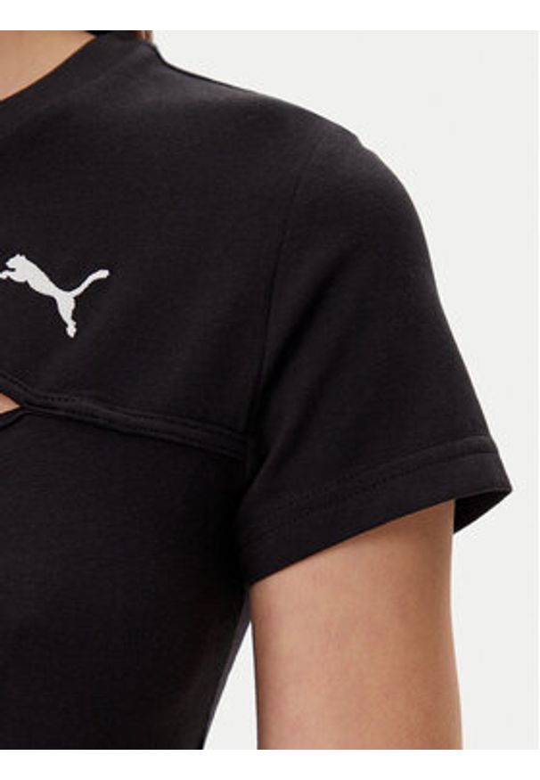 Puma T-Shirt Ess Cut-Out 631164 Czarny Slim Fit. Kolor: czarny. Materiał: bawełna