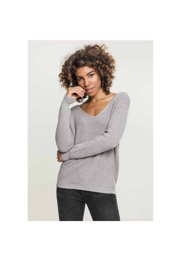 Urban Classics - Bluza damska duże rozmiary Urban Classic back lace up. Kolor: szary