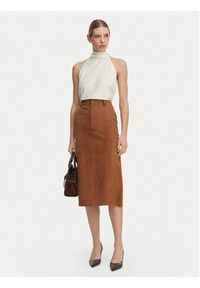 Marella Spódnica skórzana Zeus 2613401024 Brązowy Regular Fit. Kolor: brązowy. Materiał: skóra #5