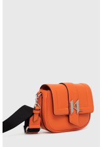 Karl Lagerfeld torebka skórzana 216W3039.61 kolor pomarańczowy. Kolor: pomarańczowy. Materiał: skórzane. Rodzaj torebki: na ramię #4