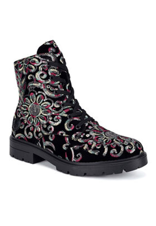 Rieker Botki Z2841-90 Kolorowy. Materiał: materiał. Wzór: kolorowy