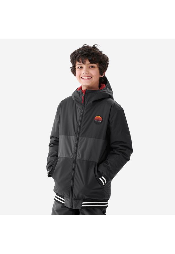 DREAMSCAPE - Kurtka snowboardowa dla dzieci Dreamscape SNB 100. Kolor: szary, czarny, czerwony, wielokolorowy. Materiał: materiał. Długość: długie. Sezon: zima. Sport: snowboard