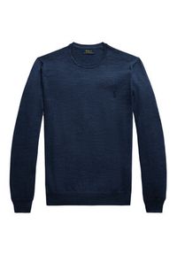Polo Ralph Lauren Sweter 710946143006 Granatowy Slim Fit. Typ kołnierza: polo. Kolor: niebieski. Materiał: wełna #4