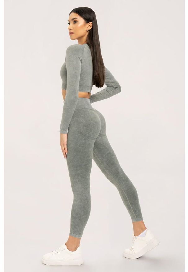 GYM GLAMOUR - Legginsy fitness damskie Gym Glamour sprane. Kolor: zielony. Sport: fitness