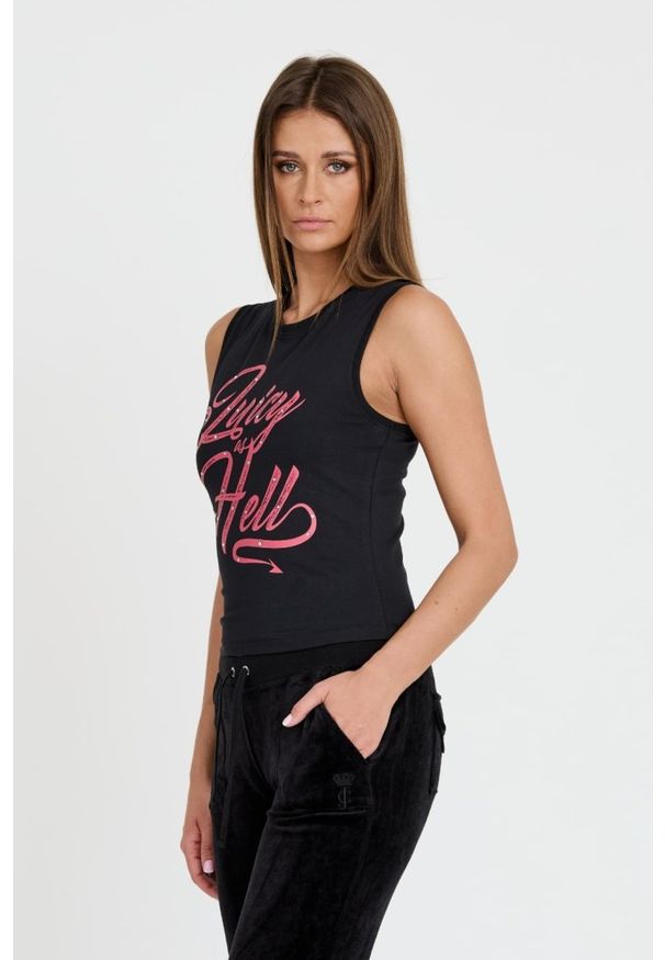 Juicy Couture - JUICY COUTURE Czarny damski top Juicy As Hell Tank, Rozmiar XS. Kolor: czarny