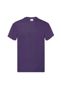 FRUIT OF THE LOOM - Oryginalna Koszulka Męska. Kolor: fioletowy. Sport: turystyka piesza
