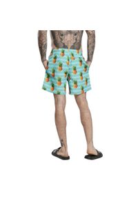 Urban Classics - Męskie Spodenki Kąpielowe W Ananasy. Kolor: pomarańczowy, zielony, niebieski, wielokolorowy. Styl: sportowy