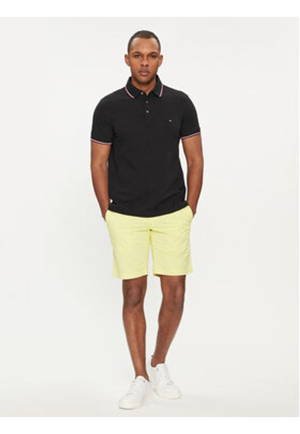 TOMMY HILFIGER - Tommy Hilfiger Polo 1985 MW0MW30750 Czarny Slim Fit. Typ kołnierza: polo. Kolor: czarny. Materiał: bawełna