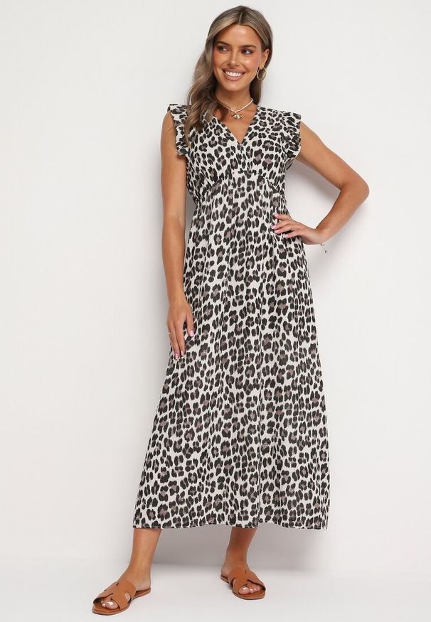 Born2be - Brązowa Bawełniana Sukienka Boho Wiązana z Tyłu Brynivia. Okazja: na spacer, na co dzień. Kolor: brązowy. Materiał: bawełna. Długość rękawa: krótki rękaw. Typ sukienki: proste. Styl: boho