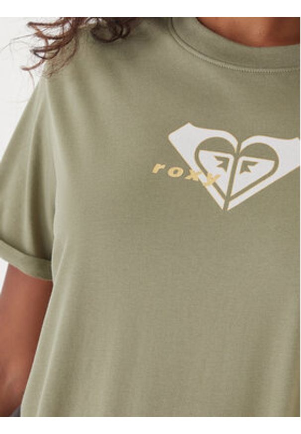 Roxy T-Shirt Oceanregular ERJZT06078 Zielony Regular Fit. Kolor: zielony. Materiał: bawełna