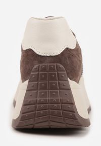 Renee - Brązowe Sneakersy ze Skóry Naturalnej na Platformie Cezella. Okazja: na co dzień. Kolor: brązowy. Materiał: skóra. Obcas: na platformie #6