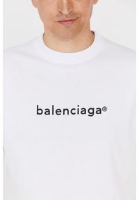 Balenciaga - BALENCIAGA Męski biały t-shirt z czarnym logo, Rozmiar XS. Kolor: biały
