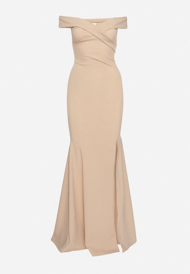 Born2be - Jasnobeżowa Sukienka Maxi na Szerokich Ramiączkach Joconda. Kolor: beżowy. Długość rękawa: na ramiączkach. Typ sukienki: rozkloszowane. Długość: maxi