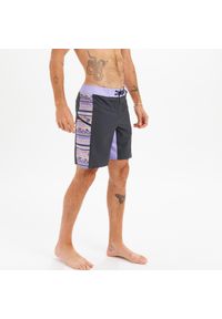 OLAIAN - Spodenki surfingowe męskie Olaian 500 19" Blanket. Kolor: fioletowy. Materiał: materiał, poliester, elastan. Długość: długie. Wzór: aplikacja