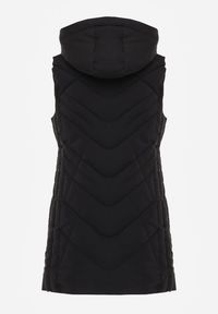 Renee - Czarna Pikowana Kamizelka o Taliowanym Kroju z Kapturem Tulonea. Okazja: na co dzień. Typ kołnierza: kaptur. Kolor: czarny. Materiał: jeans. Styl: casual #6