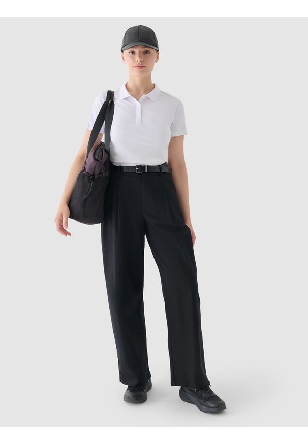4f - 4F Koszulka polo slim damska - biała XXL. Okazja: na co dzień. Typ kołnierza: polo. Kolor: biały. Materiał: dzianina, bawełna, jersey, materiał, elastan. Długość rękawa: krótki rękaw. Długość: krótkie. Wzór: gładki, ze splotem, jednolity. Styl: klasyczny, sportowy, casual