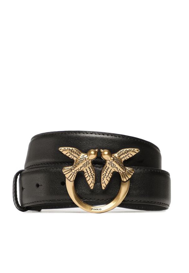 Pinko Pasek Damski Love Berry H3 Belt PE 23 PLT01 100125 A0F1 Czarny. Kolor: czarny. Materiał: skóra