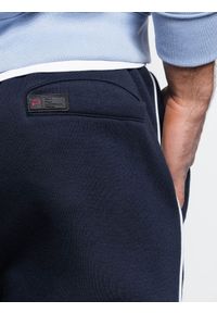 Ombre Clothing - Spodnie męskie dresowe joggery z kontrastowymi elementami - granatowe V3 OM-PASK-22FW-001 - XXL. Kolor: niebieski. Materiał: dresówka. Wzór: geometria #5