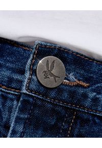 ONETEASPOON - Granatowe szorty jeansowe Frankies Low Waist. Stan: obniżony. Kolor: niebieski. Materiał: jeans. Wzór: aplikacja, paski #6