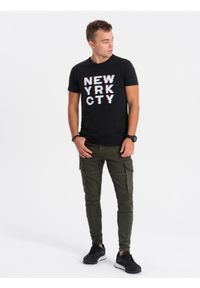 Ombre Clothing - T-shirt męski bawełniany z nadrukiem - czarny V1 OM-TSPT-0162 - XXL. Kolor: czarny. Materiał: bawełna. Długość rękawa: krótki rękaw. Długość: krótkie. Wzór: nadruk #6