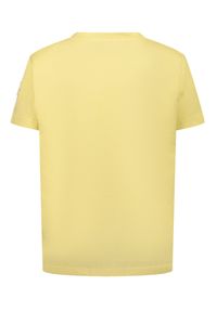 MONCLER KIDS - Żółta koszulka z nadrukiem 4-10 lat. Kolor: żółty. Materiał: bawełna. Długość rękawa: krótki rękaw. Wzór: nadruk. Sezon: lato