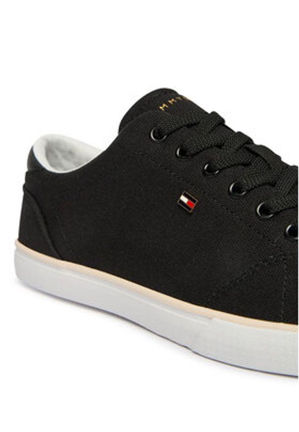TOMMY HILFIGER - Tommy Hilfiger Tenisówki Th Low Profile Vulc Canvas FW0FW09102 Czarny. Kolor: czarny. Materiał: materiał