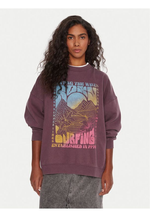 Roxy Bluza Lineup ERJFT05005 Fioletowy Oversize. Kolor: fioletowy. Materiał: bawełna