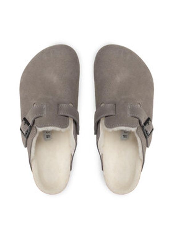 Birkenstock Kapcie Boston 1017650 Szary. Kolor: szary. Materiał: skóra, welur