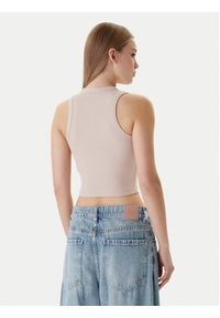 Guess Top V3GP19 K8RT2 Beżowy Slim Fit. Kolor: beżowy. Materiał: wiskoza #3