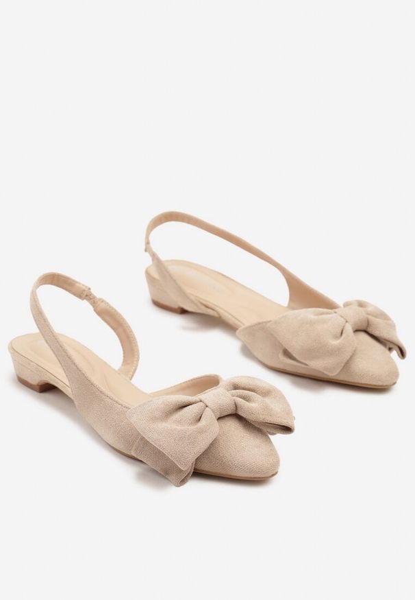 Renee - Beżowe Sandały na Płaskiej Podeszwie Slingback z Kokardą Leavindra. Okazja: na co dzień. Kolor: beżowy. Materiał: jeans. Wzór: motyw zwierzęcy. Obcas: na płaskiej podeszwie. Styl: elegancki, casual