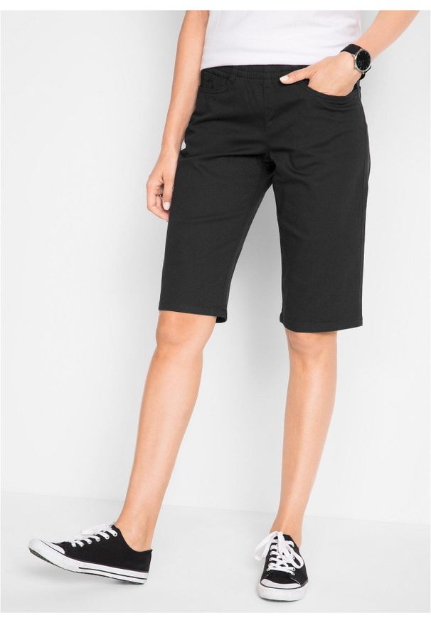 bonprix - Bermudy ze stretchem (2 pary). Kolor: czarny