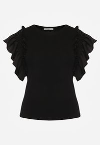 Renee - Czarna Bluzka Dislie. Kolor: czarny. Materiał: bawełna, jeans, dzianina. Wzór: kwiaty, gładki. Sezon: lato. Styl: elegancki #5