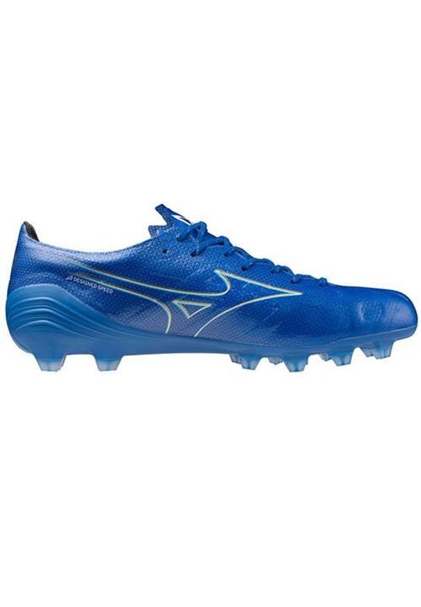 Buty piłkarskie męskie Mizuno Alfa Elite Fg. Zapięcie: sznurówki. Kolor: biały, wielokolorowy, niebieski. Materiał: materiał. Szerokość cholewki: normalna. Sport: piłka nożna