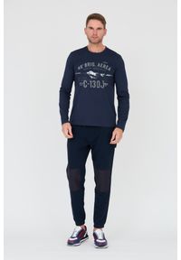 Aeronautica Militare - AERONAUTICA MILITARE Granatowy męski bawełniany longsleeve 46th Air Brigade, Rozmiar XXL. Kolor: niebieski. Materiał: bawełna. Długość rękawa: długi rękaw