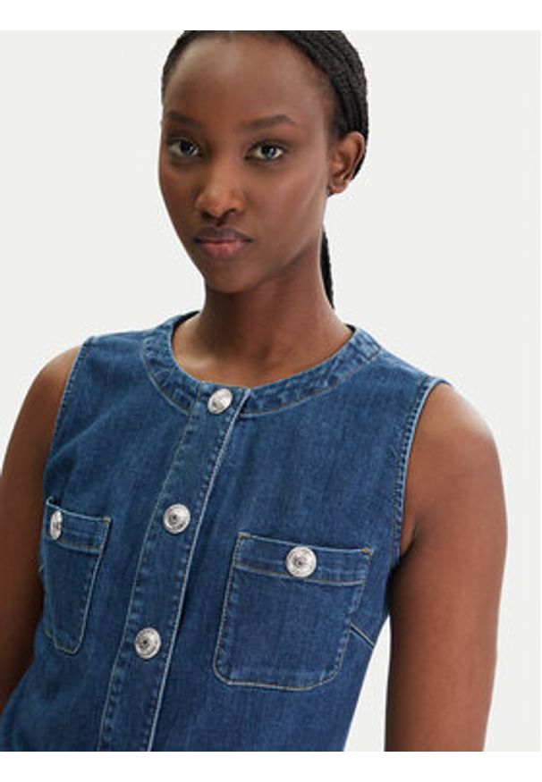 Liu Jo Sukienka codzienna UA6334 D0275 Niebieski Regular Fit. Okazja: na co dzień. Kolor: niebieski. Materiał: bawełna. Typ sukienki: proste. Styl: casual