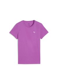 Puma - Damska koszulka ESS ELEVATED PUMA Wild Berry Purple. Kolor: fioletowy. Wzór: aplikacja, haft