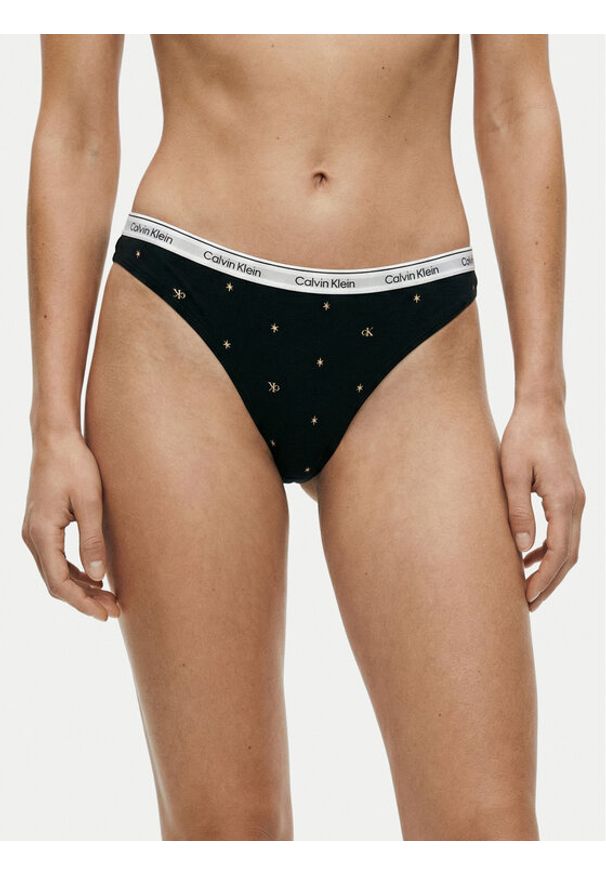 Calvin Klein Underwear Stringi 000QD5043E Czarny. Kolor: czarny. Materiał: bawełna