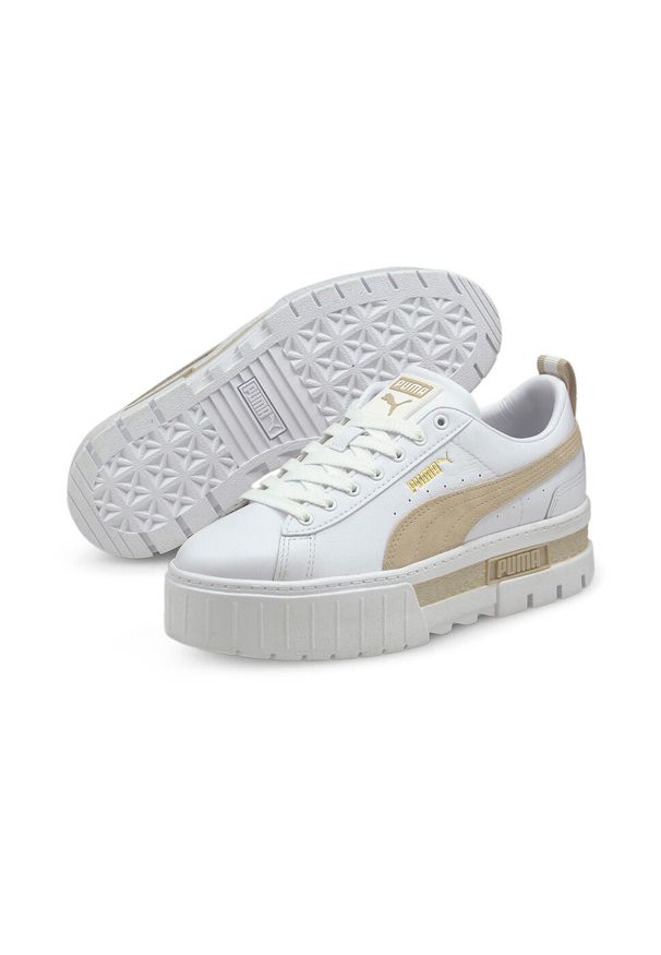 Buty do chodzenia damskie Puma Mayze Lth Classic. Zapięcie: sznurówki. Kolor: biały, wielokolorowy, beżowy. Materiał: materiał, skóra, syntetyk. Szerokość cholewki: normalna. Sport: turystyka piesza