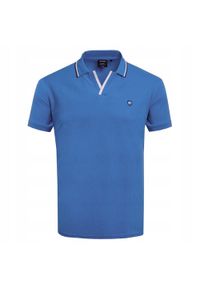 Koszulka Polo - Męska - Pako Jeans - Niebieska, Dekolt Bez Guzików. Okazja: na co dzień. Typ kołnierza: polo. Kolor: niebieski. Materiał: bawełna. Styl: casual