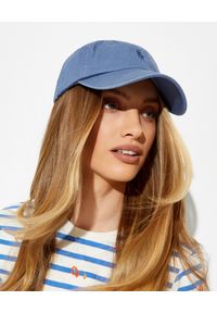 Ralph Lauren - RALPH LAUREN - Niebieska czapka z logo. Kolor: niebieski. Materiał: bawełna. Wzór: napisy, haft. Sezon: lato #1
