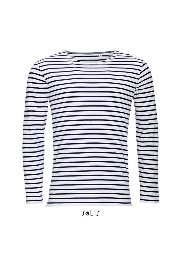 SOL'S - T-shirt ML Sol's Marine. Kolor: wielokolorowy, niebieski, biały. Długość rękawa: długi rękaw. Styl: marine
