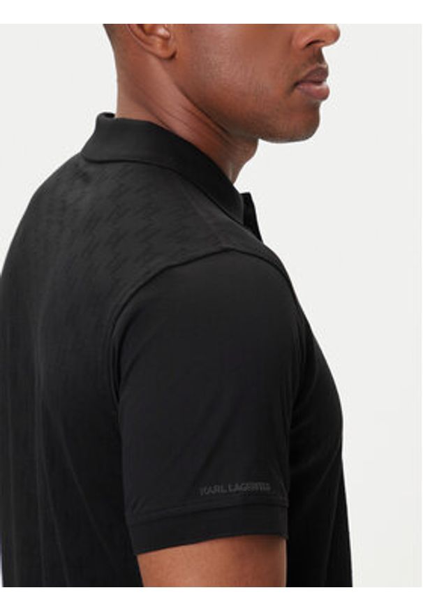 Karl Lagerfeld - KARL LAGERFELD Polo 745006 554201 Czarny Regular Fit. Typ kołnierza: polo. Kolor: czarny. Materiał: bawełna