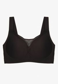 Born2be - Czarny Gładki Biustonosz z Siateczkową Wstawką i Szerokimi Ramiączkami Salandrea. Kolor: czarny. Rodzaj stanika: wyciągane miseczki. Wzór: gładki #2