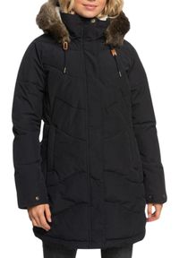Kurtka zimowa damska Roxy Ellie parka. Kolor: czarny. Materiał: poliester. Sezon: zima